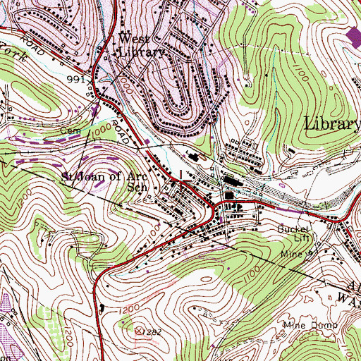 Topographic Map of Saint Joan of Arc School, PA