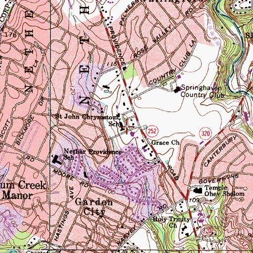 Topographic Map of Saint John Chrysostom School, PA