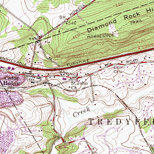 Topographic Map of Saint John Church, PA