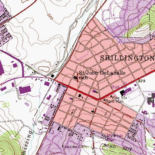 Topographic Map of Saint John de LaSalle School, PA