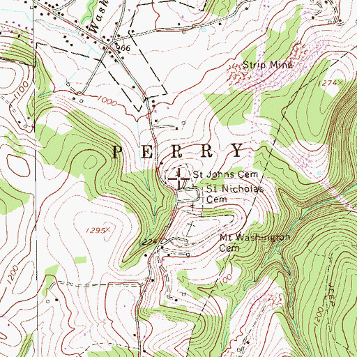 Topographic Map of Saint Johns Cemetery, PA