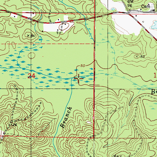 Topographic Map of North Frasier Branch, AL