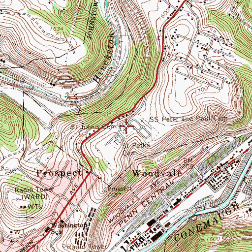 Topographic Map of Saint Vladamir Cemetery, PA
