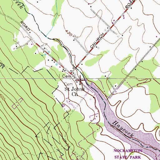 Topographic Map of Saint John the Baptist Roman Catholic / Saint Johns Cemetery, PA