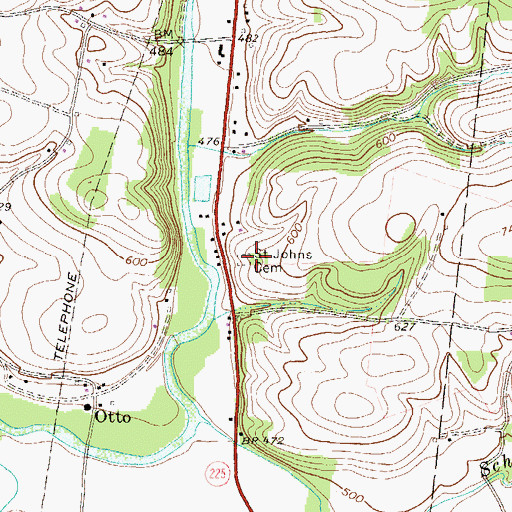 Topographic Map of Saint Johns Cemetery, PA