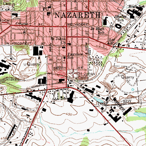 Topographic Map of Saint Johns Cemetery, PA