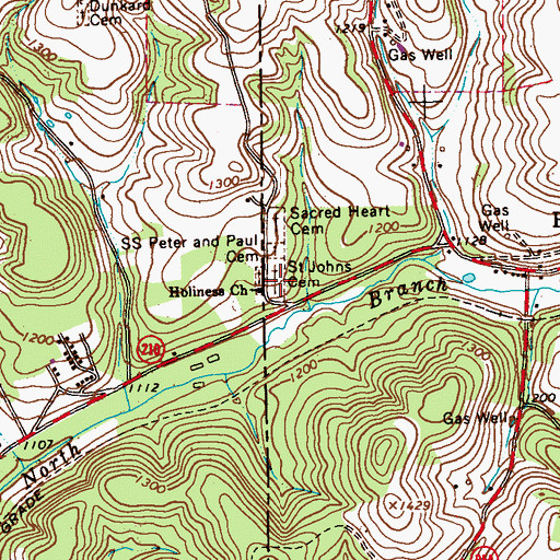Topographic Map of Saint Johns Cemetery, PA