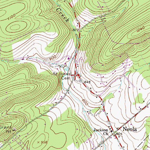 Topographic Map of Saint Johns Cemetery, PA