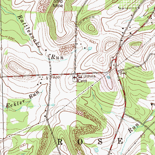 Topographic Map of Saint Johns Cemetery, PA