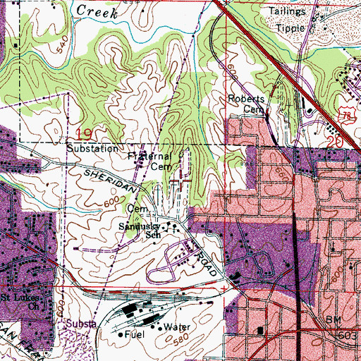 Topographic Map of Fraternal Cemetery, AL