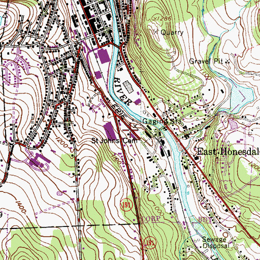 Topographic Map of Saint Johns Cemetery, PA