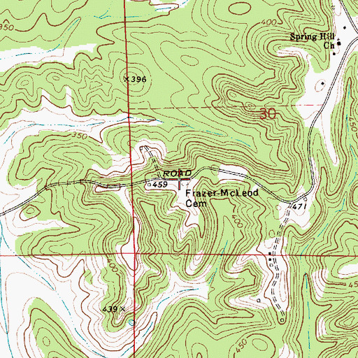Topographic Map of Frazer-McLeod Cemetery, AL