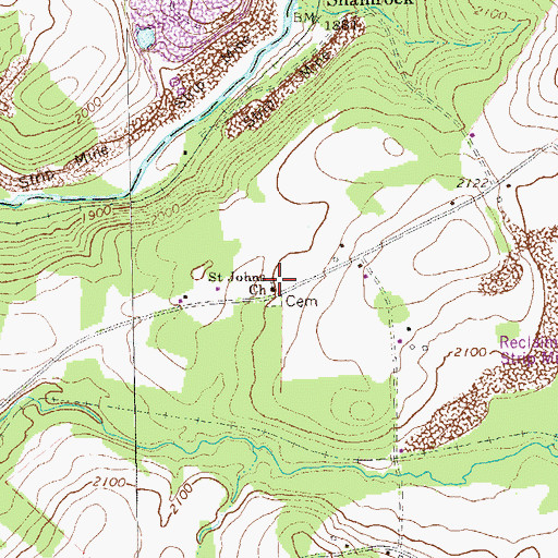 Topographic Map of Saint Johns Church, PA