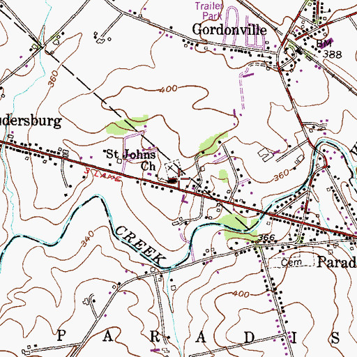 Topographic Map of Saint Johns Church, PA