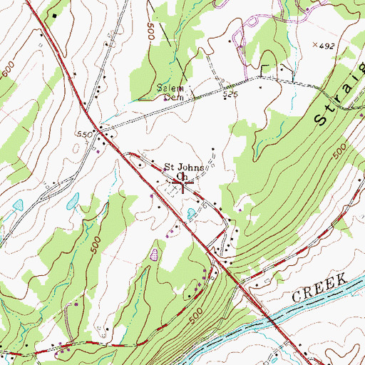 Topographic Map of Saint Johns Church, PA