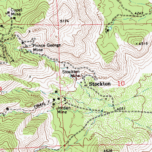 Topographic Map of Stockton Mine, AZ
