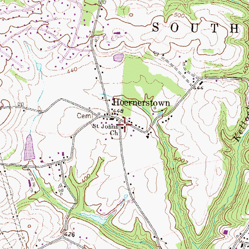 Topographic Map of Saint Johns Church, PA