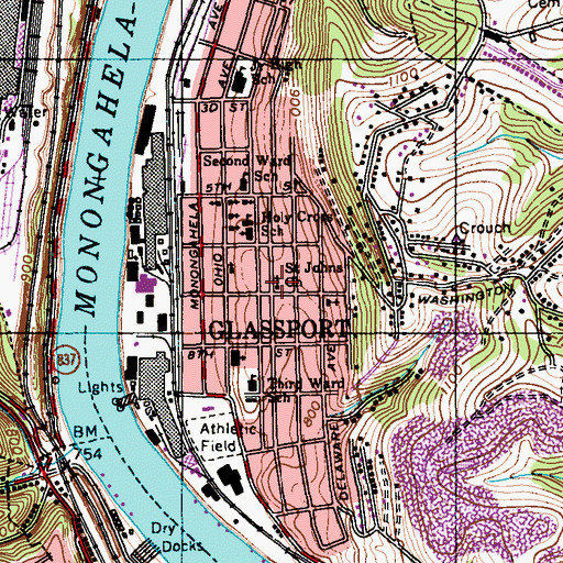 Topographic Map of Saint Johns Church, PA