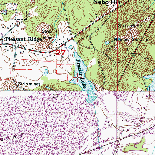 Topographic Map of Frazier Lake, AL