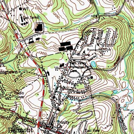Topographic Map of Saint Johns Church, PA