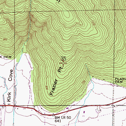 Topographic Map of Frazier Point, AL