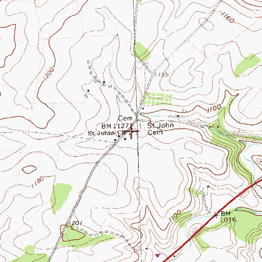 Topographic Map of Saint Johns Church, PA