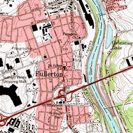 Topographic Map of Saint Johns Church, PA