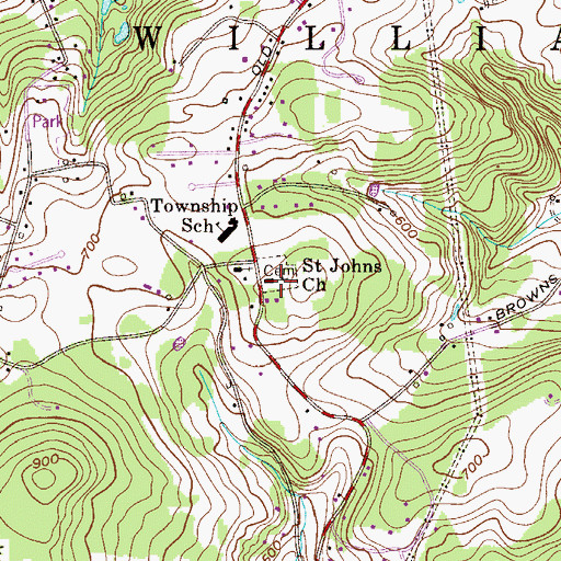 Topographic Map of Saint Johns Church, PA