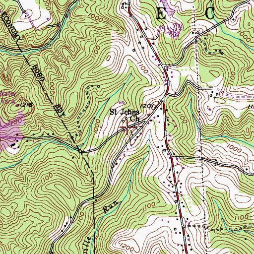Topographic Map of Saint Johns Church, PA