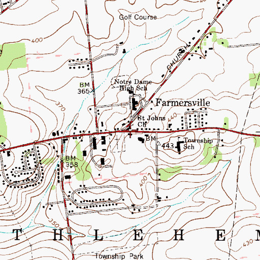 Topographic Map of Saint Johns Church, PA