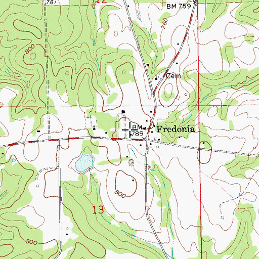 Topographic Map of Fredonia, AL