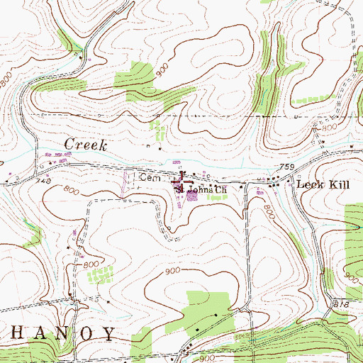 Topographic Map of Saint Johns Church, PA