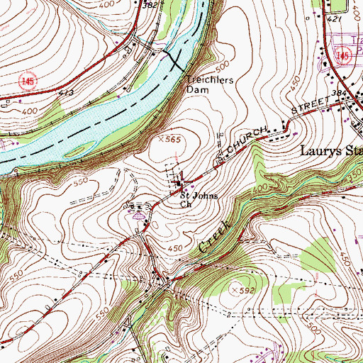 Topographic Map of Saint Johns Church, PA