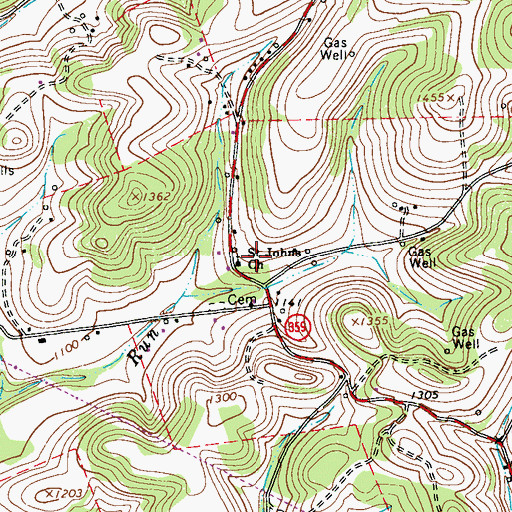 Topographic Map of Saint Johns Church, PA