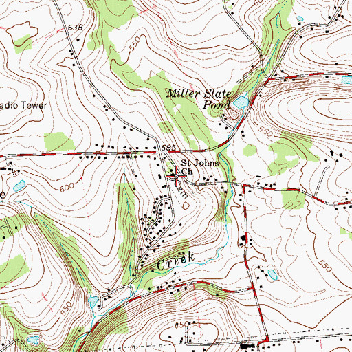 Topographic Map of Saint Johns Church, PA