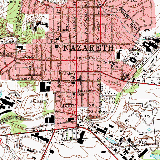 Topographic Map of Saint Johns Church, PA