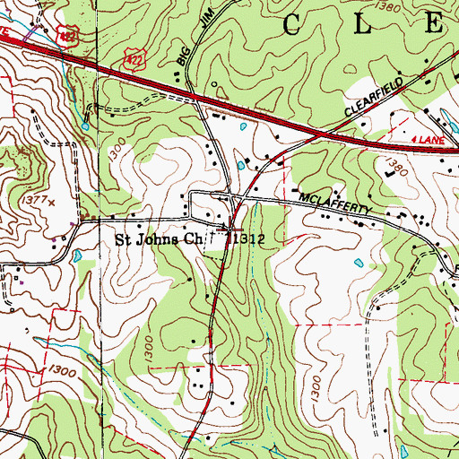 Topographic Map of Saint Johns Church, PA