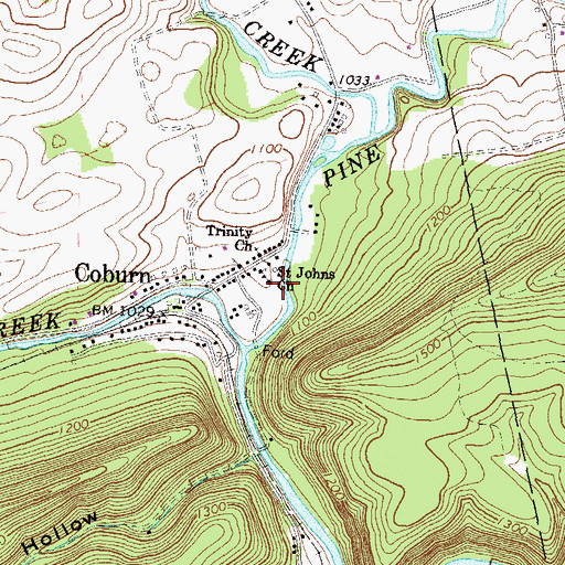 Topographic Map of Saint Johns Church, PA