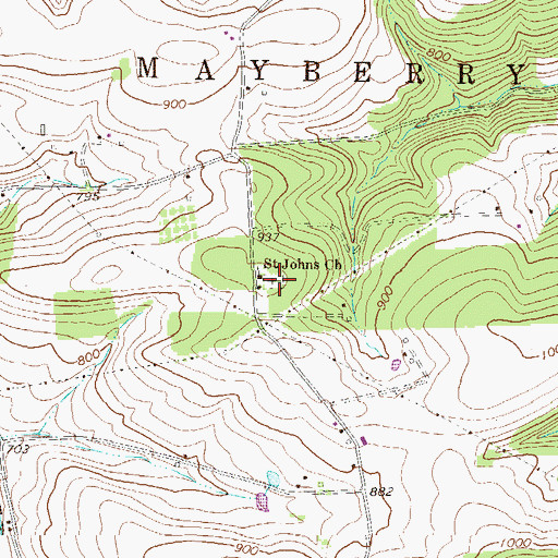 Topographic Map of Saint Johns Church, PA