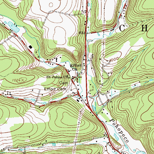 Topographic Map of Saint Johns Church, PA