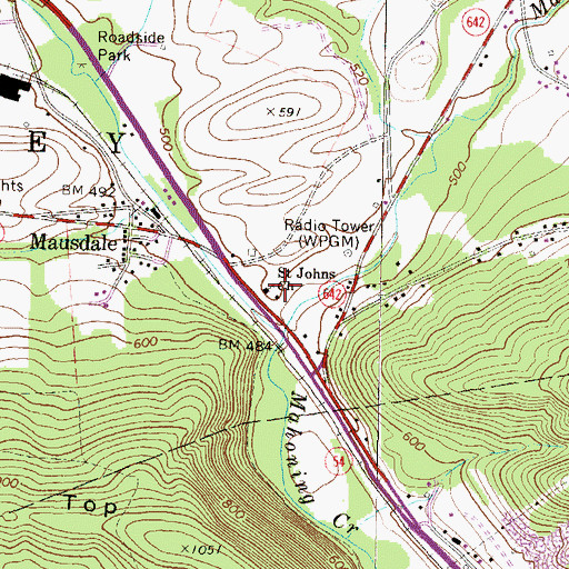 Topographic Map of Saint Johns Church, PA