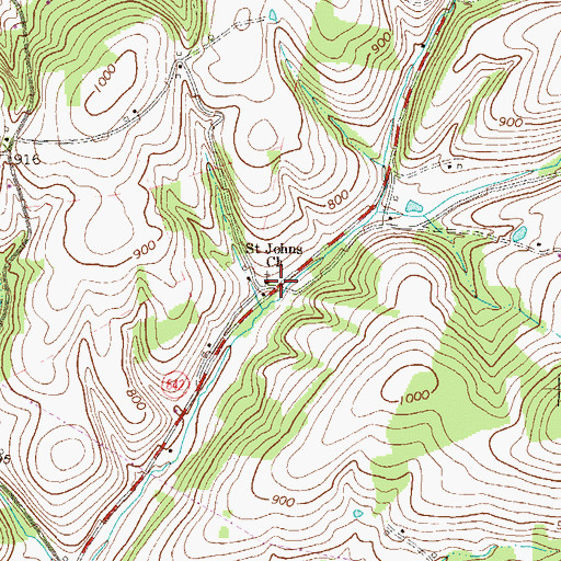 Topographic Map of Saint Johns Church, PA