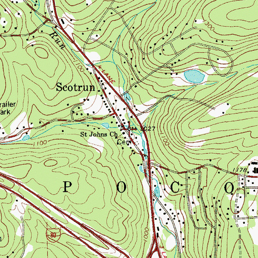 Topographic Map of Saint Johns Church, PA