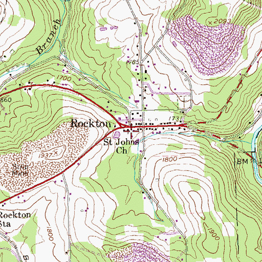 Topographic Map of Saint Johns Church, PA