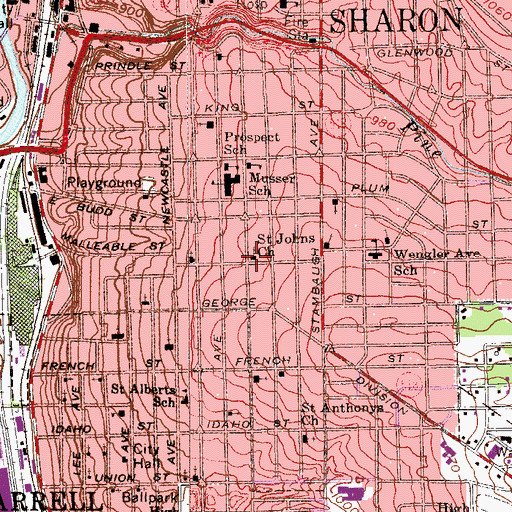 Topographic Map of Saint Johns Church, PA