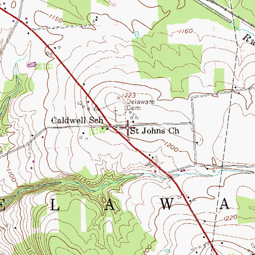 Topographic Map of Saint Johns Church, PA