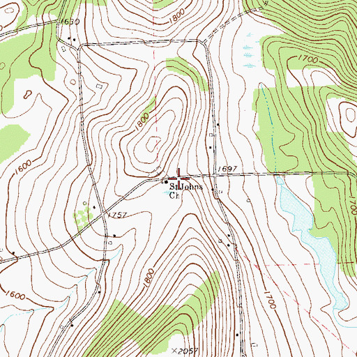 Topographic Map of Saint Johns Church, PA