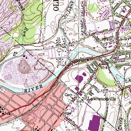 Topographic Map of Saint Johns Creek, PA