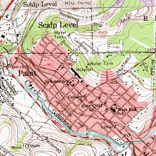 Topographic Map of Saint Johns School, PA