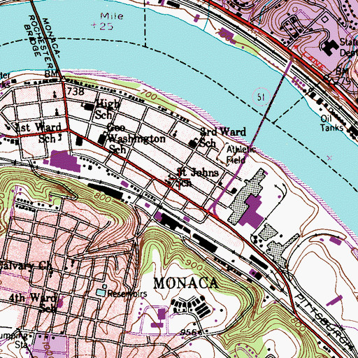 Topographic Map of Saint Johns School, PA